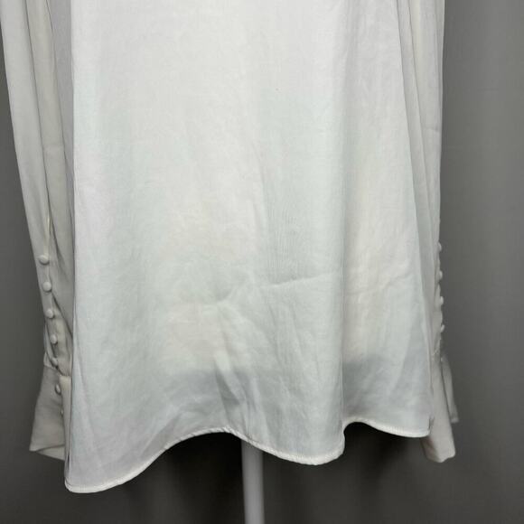 NWT Express Women's White Long Sleeve Blouse Size Medium Button Sleeve Sheer - Picture 4 of 10